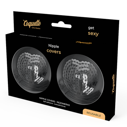 cubre pezones sexy pezoneras negro lentejuela adhesivas reutilizables eroticas elegante sensual